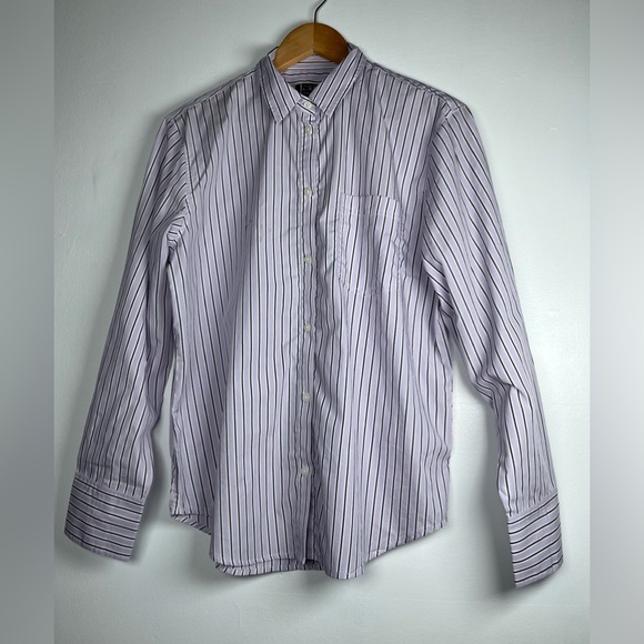 J. CREW Size 10 Lilac Garçon classic shirt in striped cotton poplin - Picture 5 of 13